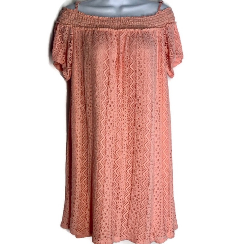 Jolt Women’s Lace Off The Shoulders Peach Dress XL